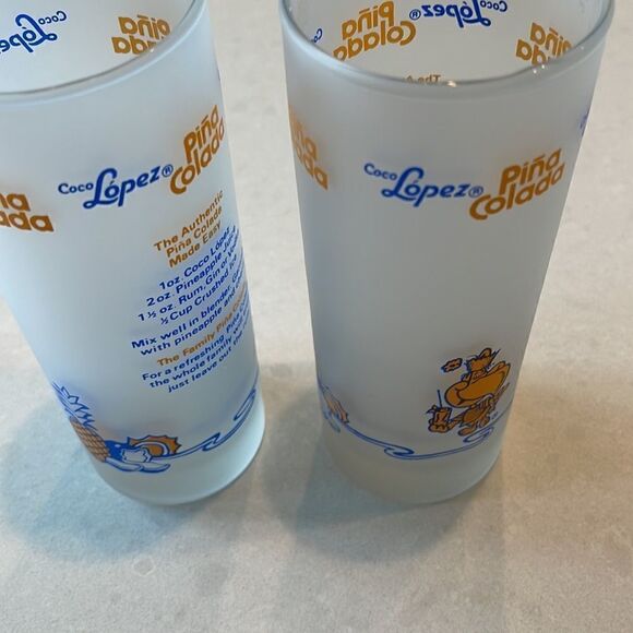 Coco Lopez pina colada 2 glasses vintage. - Picture 3 of 3